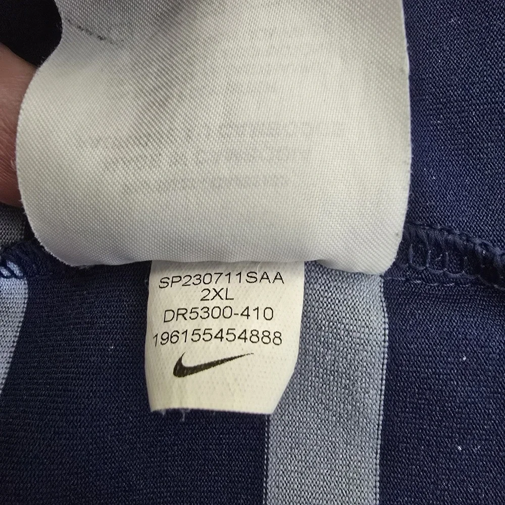 Nike Dri Fit Men NY Yankees Embroidered Navy Stripe Polo Shirt Swoosh Design 2XL